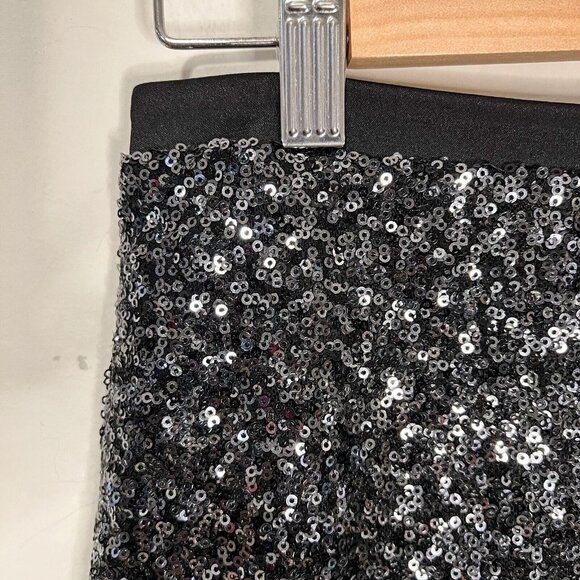 EXPRESS Black Silver Sequins Midi Pencil Skirt Size 4 - Picture 7 of 12
